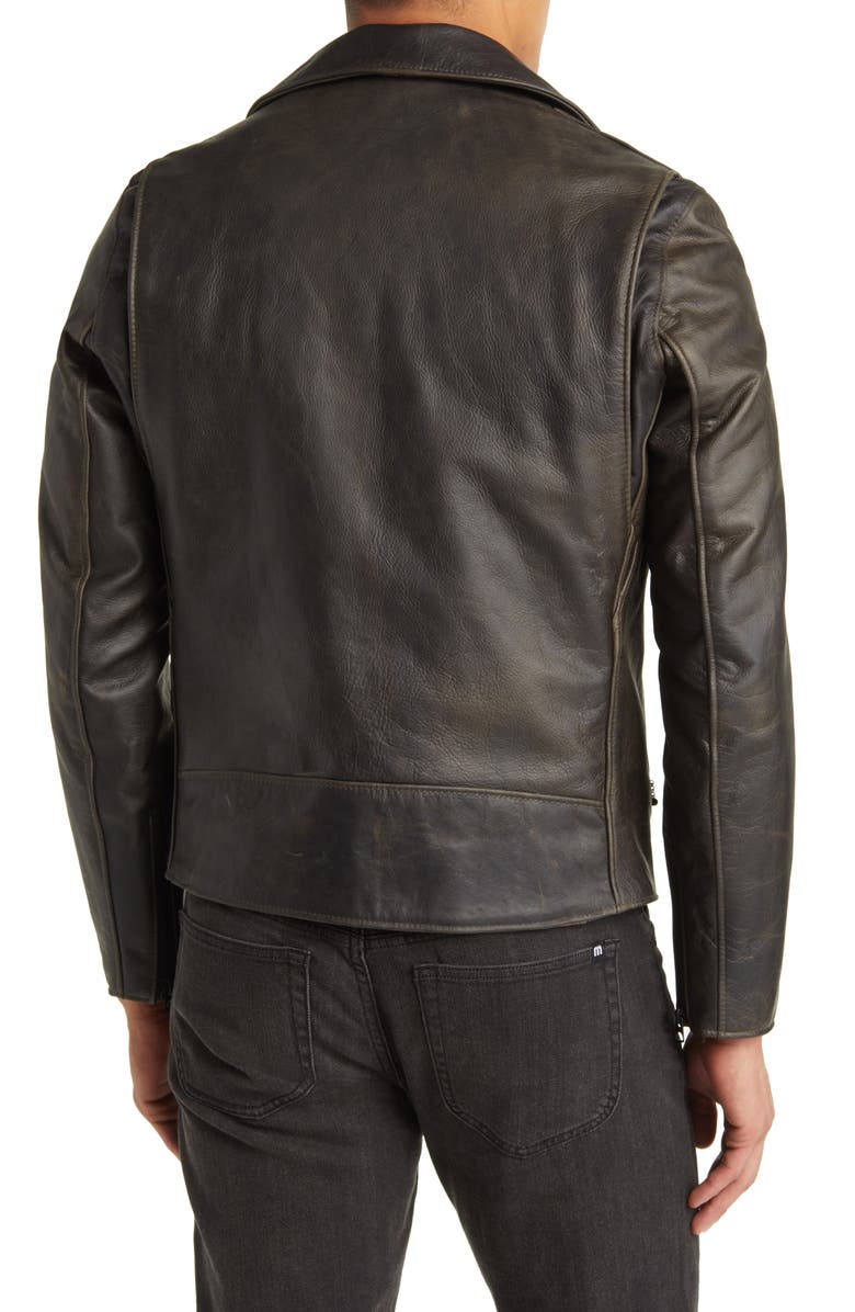 Schott NYC Cowhide Leather Moto Jacket, Alternate, color, Grey