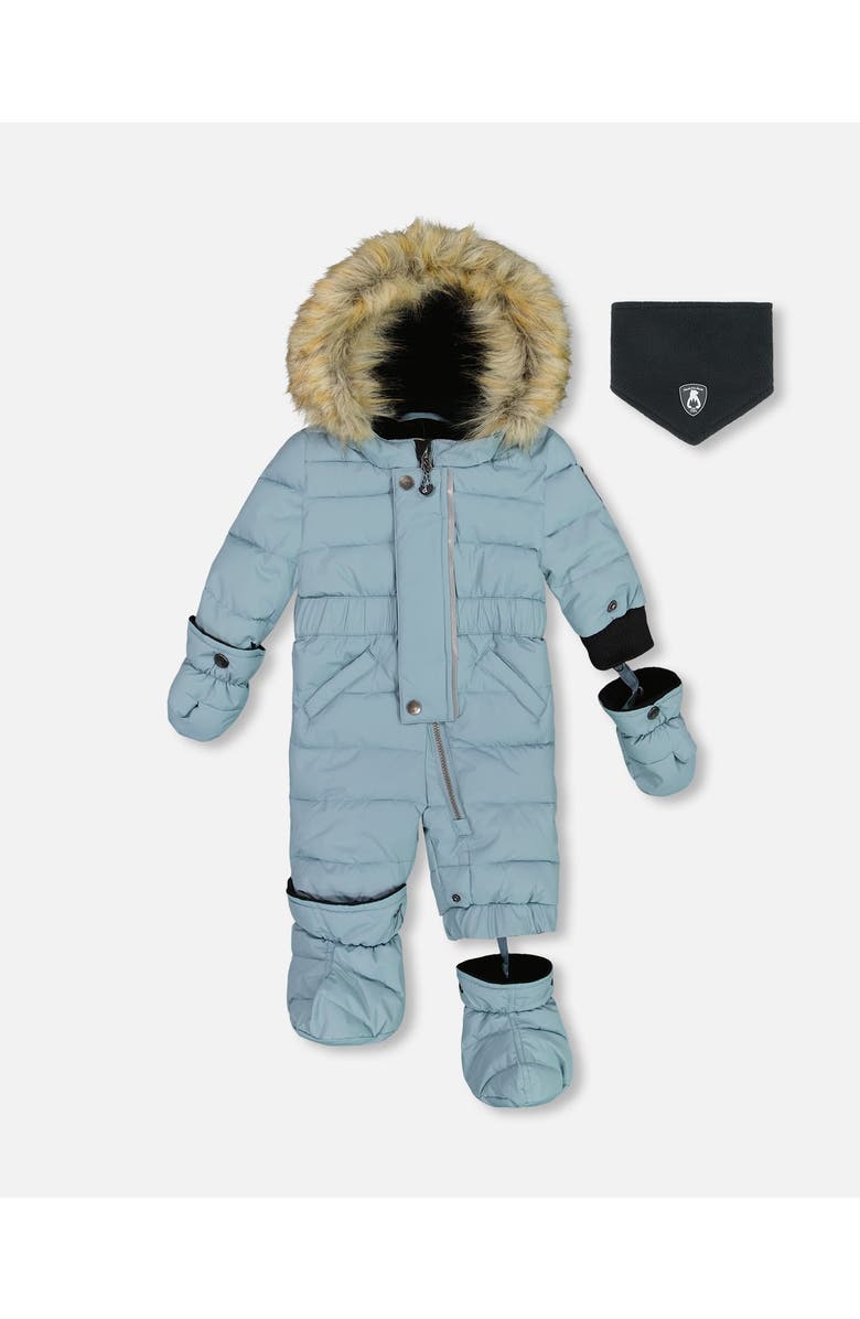 Deux par Deux Baby Boy's One Piece Baby Snowsuit Ash Blue, Main, color, 