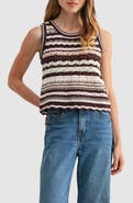 All in Favor Striped Crochet Sleeveless Top