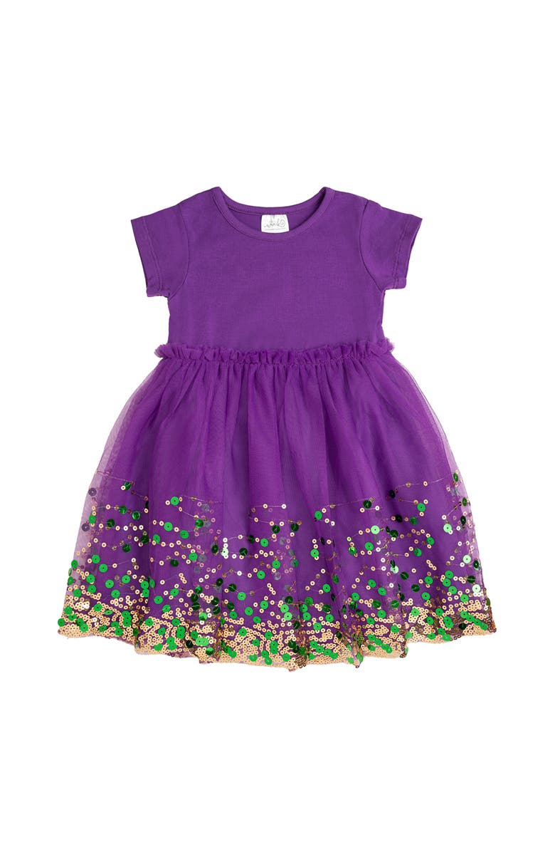 Sweet Wink Mardi Gras Confetti Short Sleeve Tutu Dress, Main, color, Soft Pink