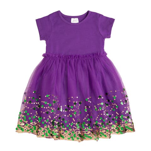 Mardi Gras Confetti Short Sleeve Tutu Dress (Toddler & Little Kid)
