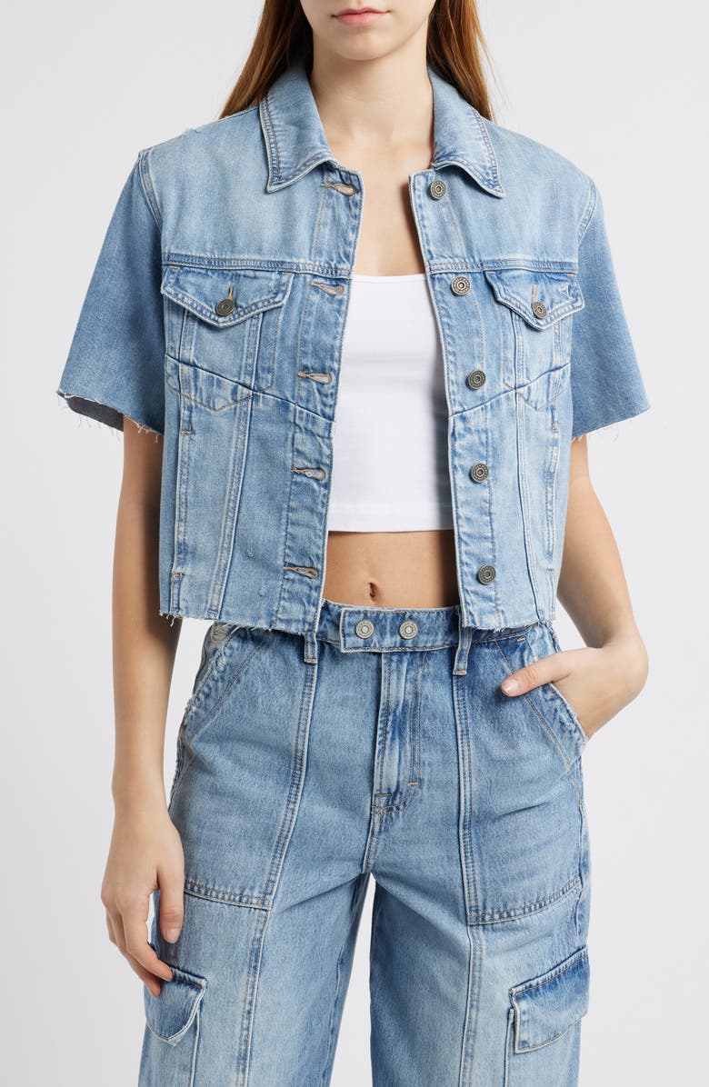 HIDDEN JEANS Short Sleeve Denim Jacket, Main, color, 