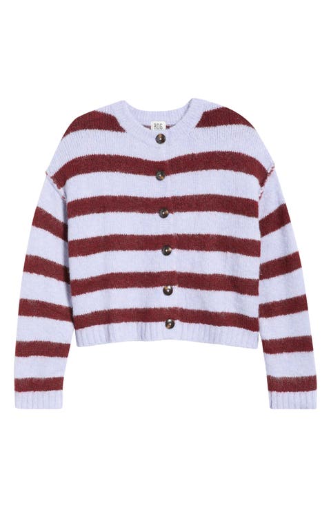 Stripe Crewneck Cardigan