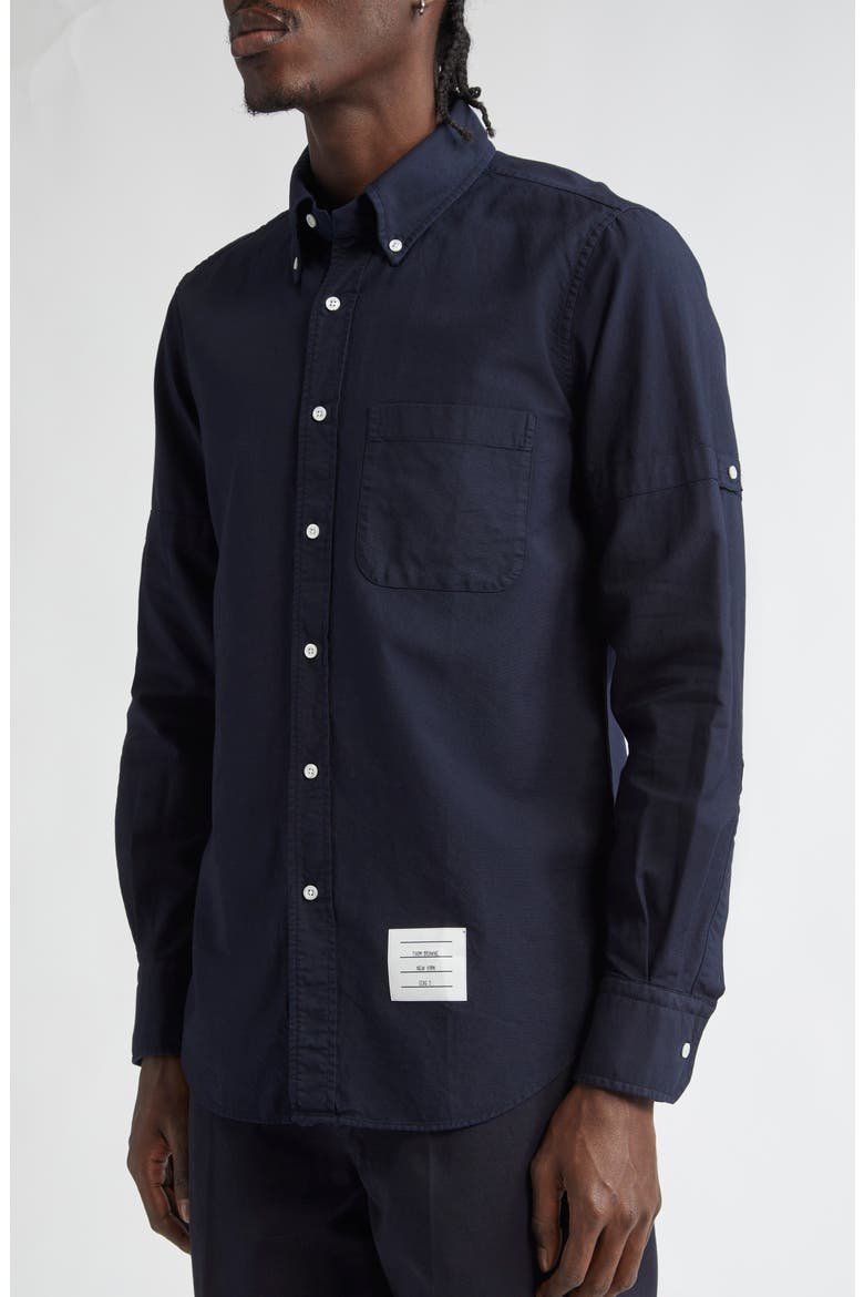 Armband Straight Fit Cotton Poplin Button-Down Shirt, Alternate, color, NAVY