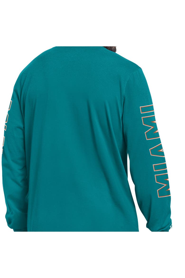 Men's Starter Aqua Miami Dolphins Clutch Hit II Vintage Logo Long-Sleeve T-Shirt, Alternate, color, Aqua
