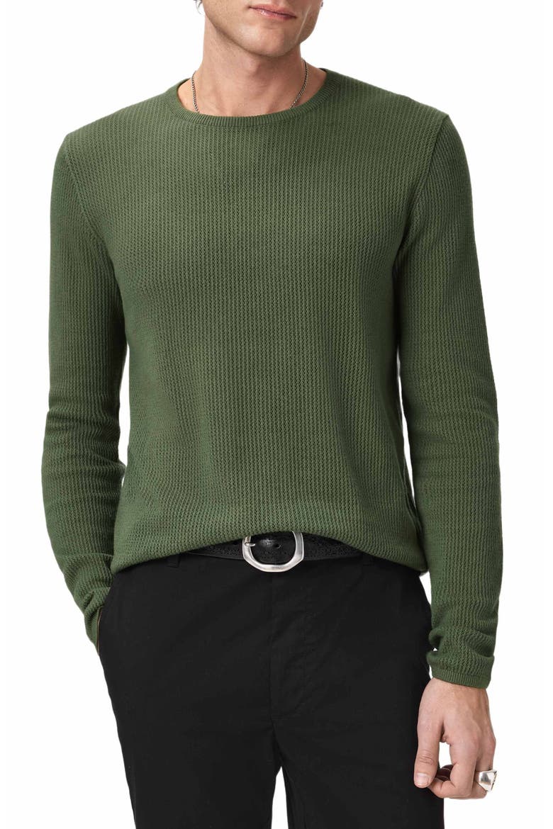 Montclair Mesh Stitch Organic Cotton Blend Sweater, Main, color, LIGHT OLIVE