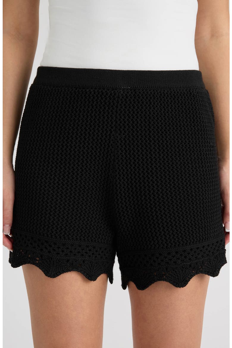 Scallop Crochet Shorts, Alternate, color, BLACK