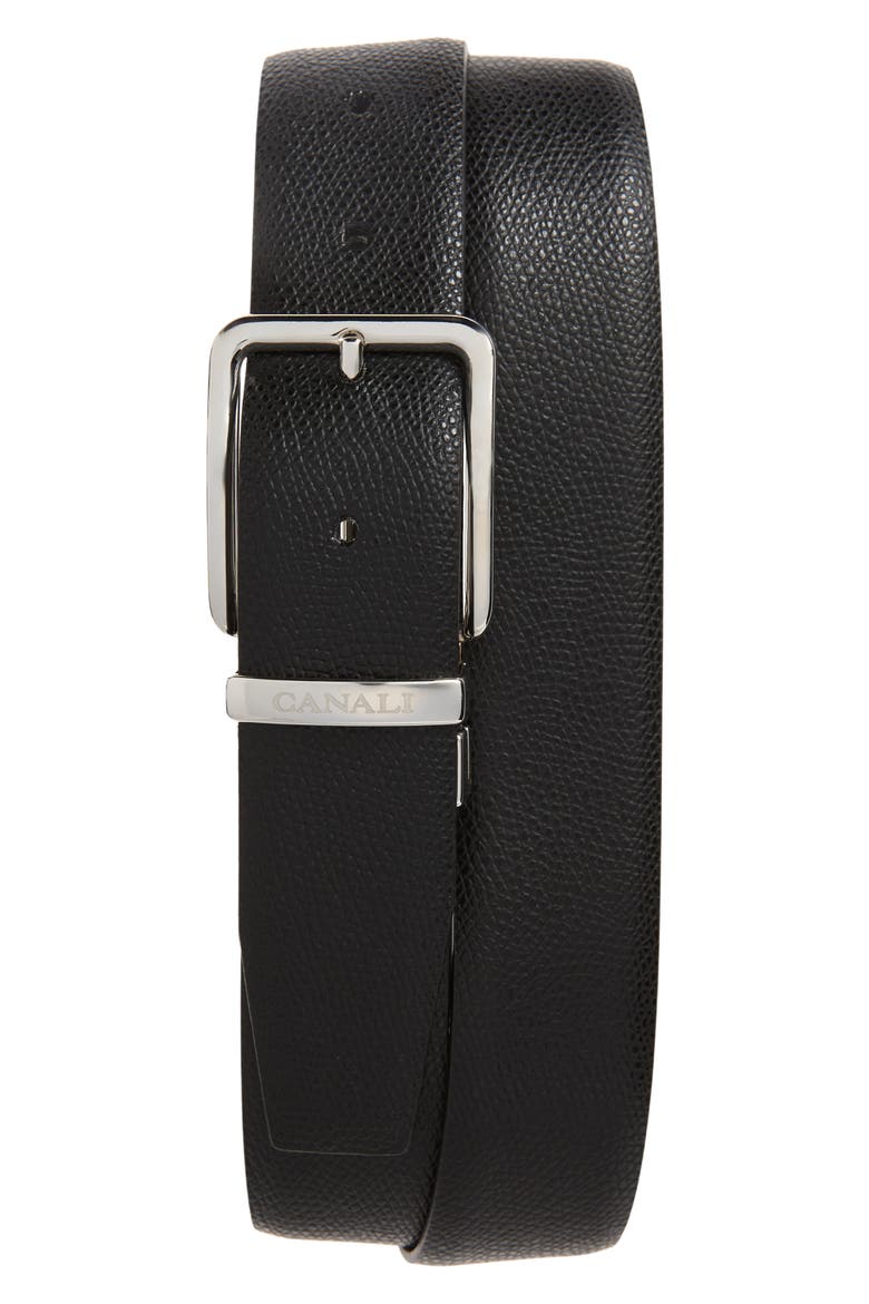 Reversible Leather Belt, Main, color, BLACK