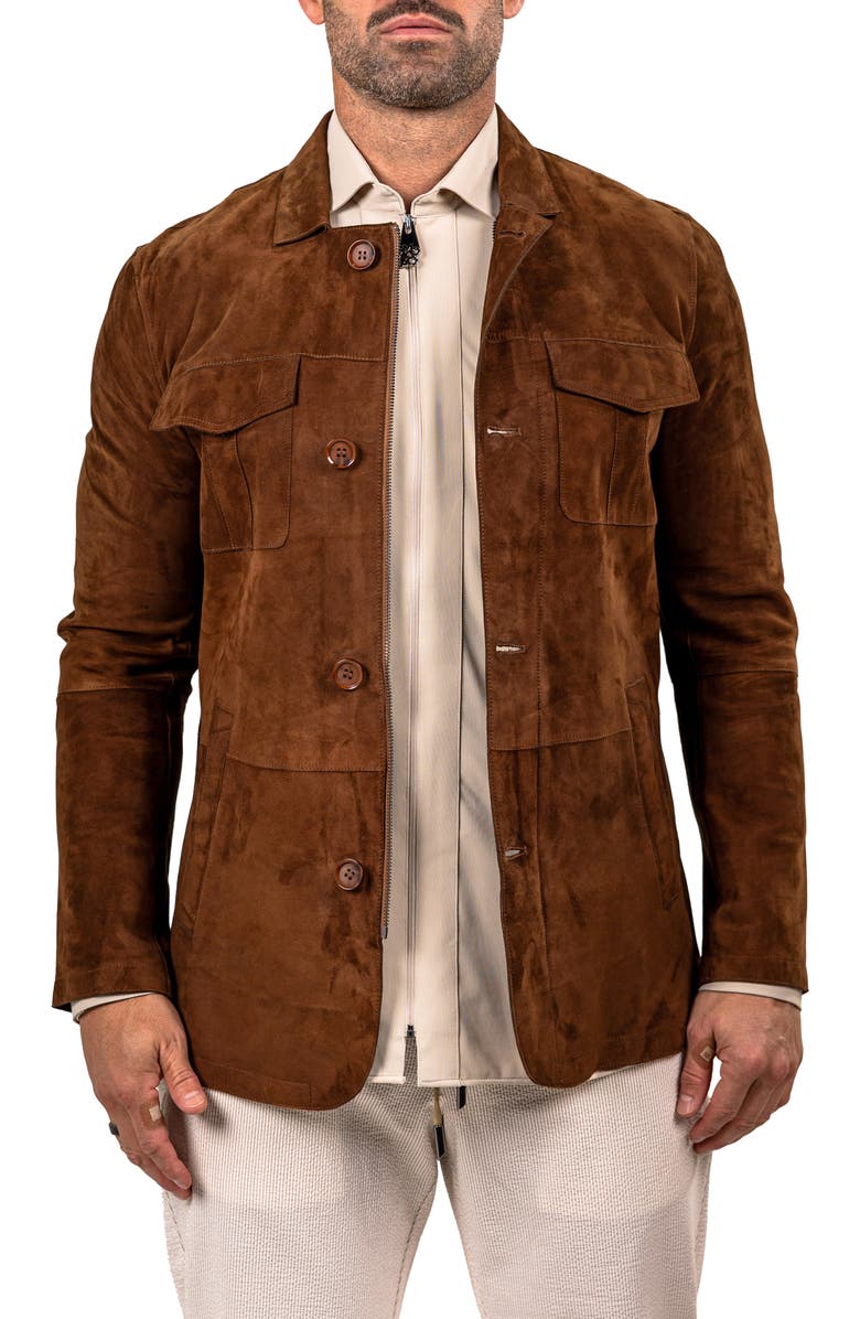 Maceoo Slim Fit Lambskin Suede Jacket, Main, color, 