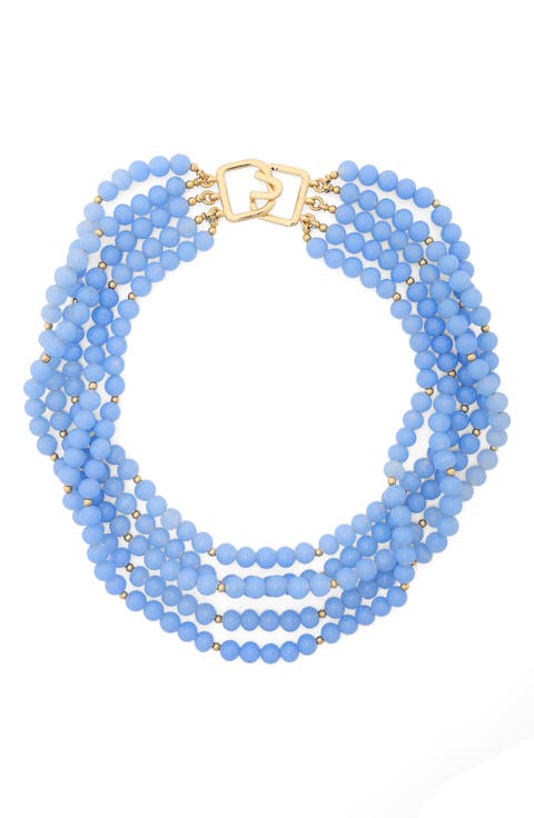 Light Blue Quartz Beaded Layered Necklace