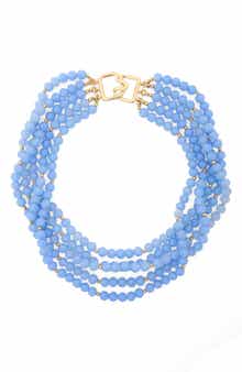 Kenneth Jay Lane Light Blue Quartz Beaded Layered Necklace