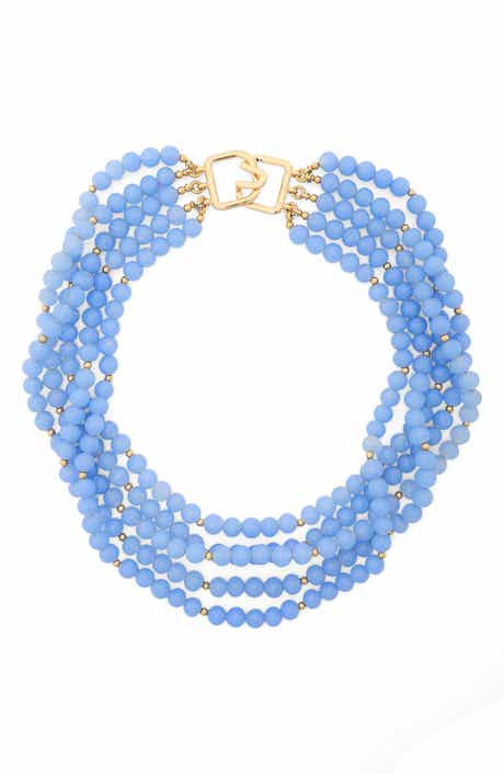 Kenneth Jay Lane Light Blue Quartz Beaded Layered Necklace