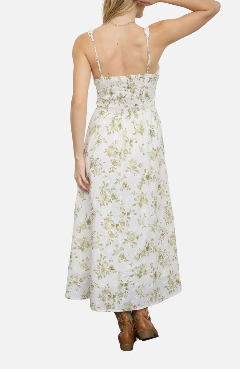 Blu Pepper Eyelet Sleeveless Maxi Dress, Alternate, color, Olive