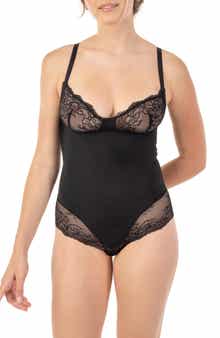 BODY BEAUTIFUL Lace Trim Slimming Bodysuit