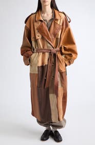 ACT N*1 Patchwork Leather Trench Coat