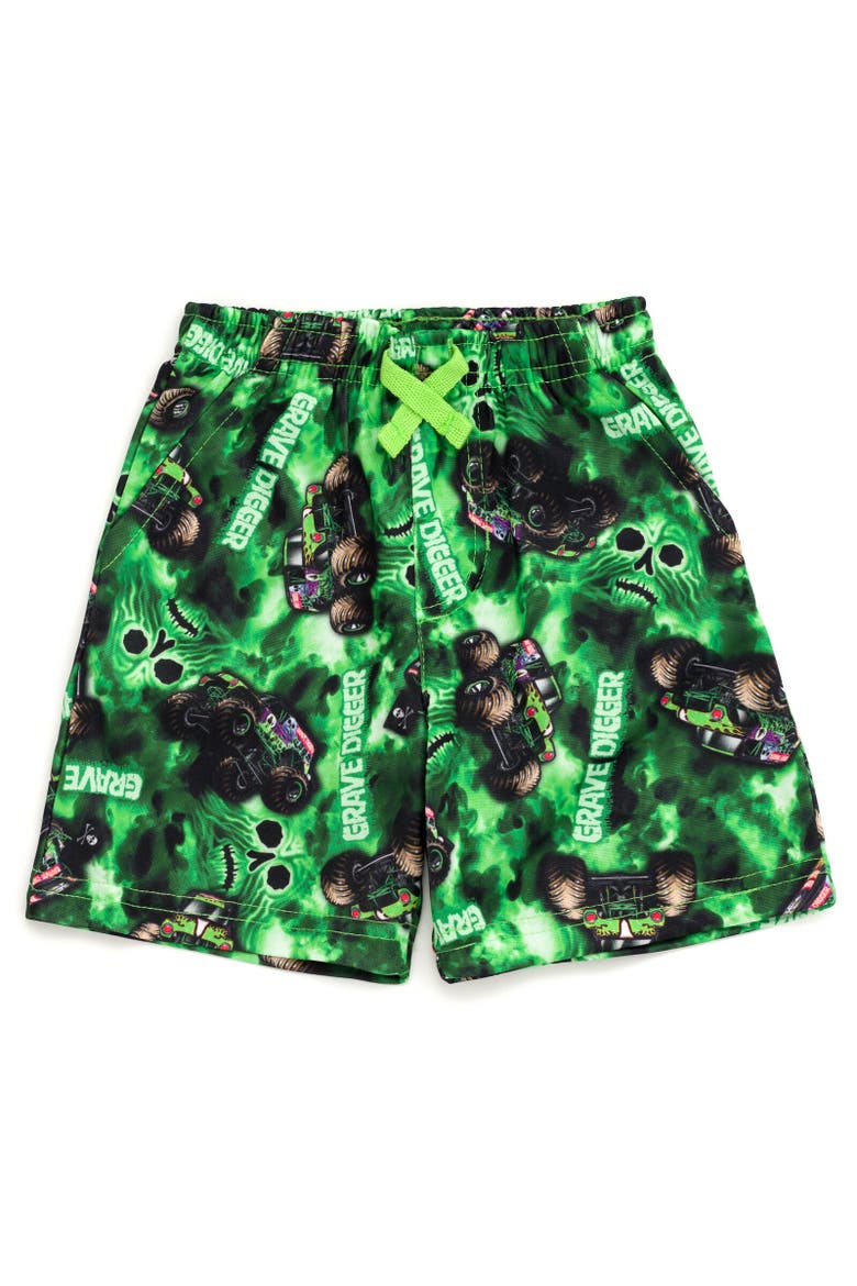 Grave Digger T-Shirt & Mesh Shorts Set, Alternate, color, Gray