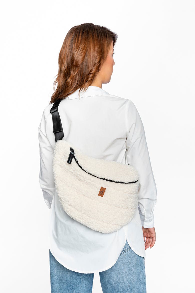 Fleece Adjustable Strap Stroller Snap Changing Sling Bag, Alternate, color, Off-White