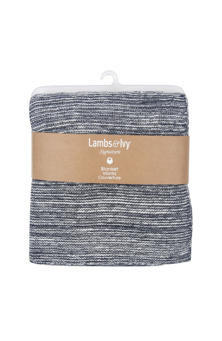 Lambs & Ivy Signature 100% Cotton Marl Textured Knit Baby Blanket, Alternate, color, Navy