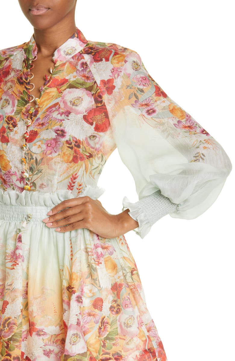 Zimmermann Wonderland Floral Long Sleeve Silk & Linen Blouse, Alternate, color, 
