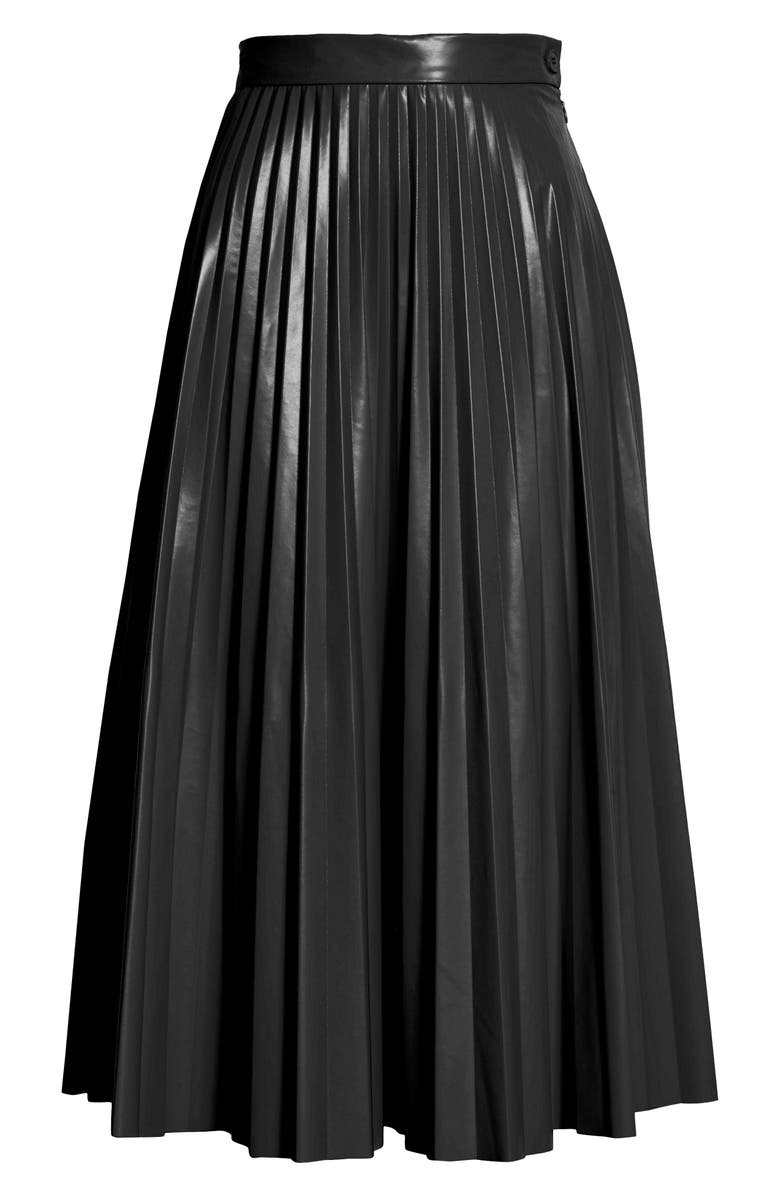 MM6 Maison Margiela Pleated Faux Leather Midi Skirt, Alternate, color,