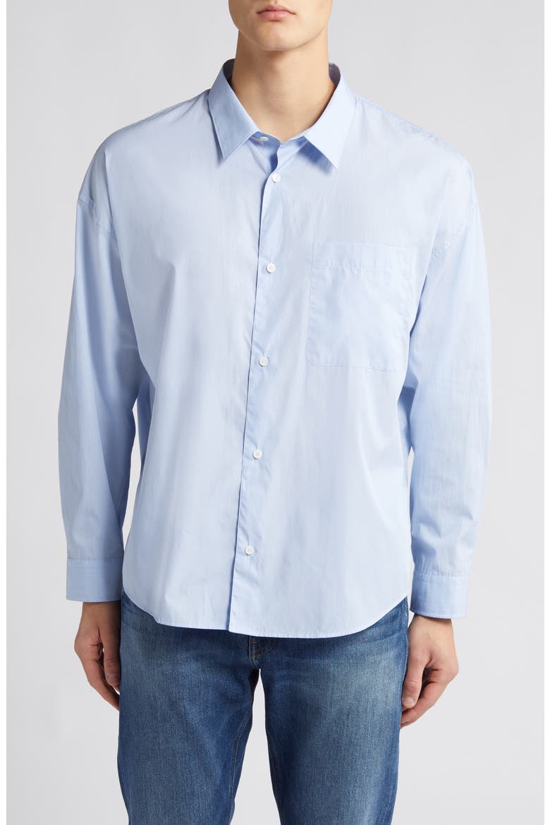 Relaxed Fit Cotton Button-Up Shirt, Main, color, LIGHT BLUE