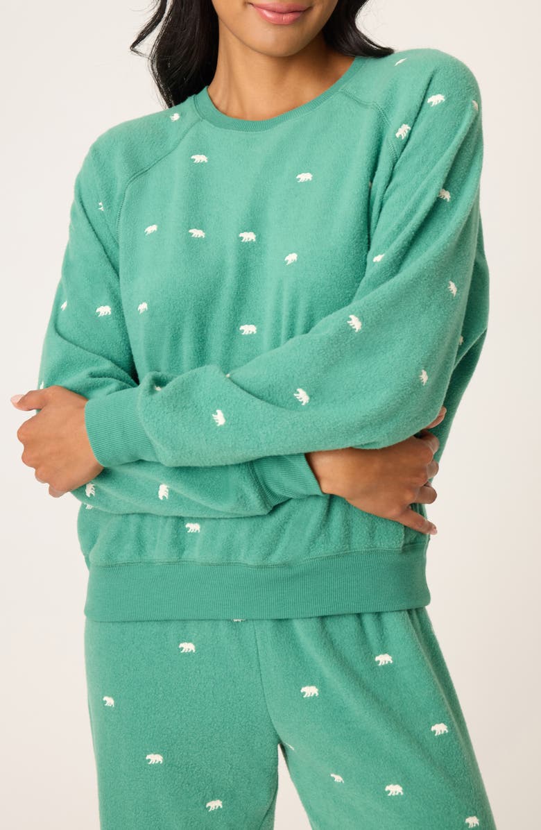 PJ Salvage The Outsider Fleece Pajamas Top, Main, color, Forest