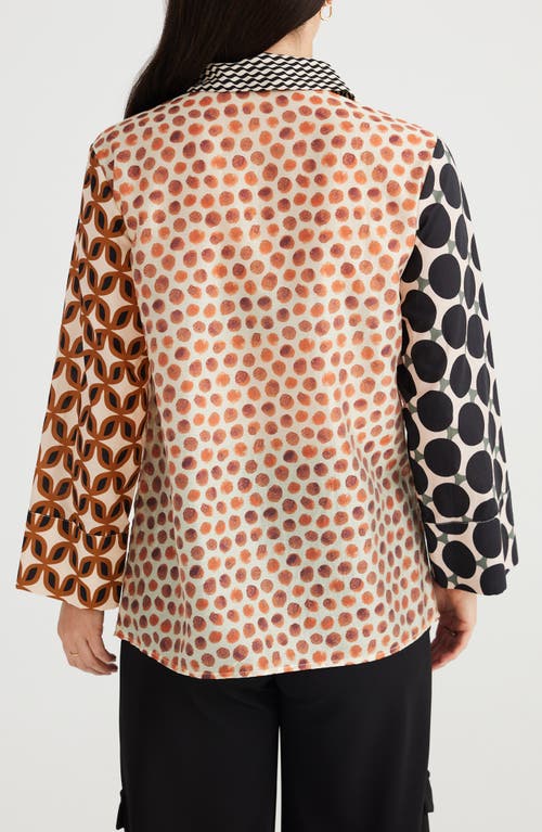 Brave + True Brave+true Lucy Print Colorblock Button-up Shirt In Gingerbread