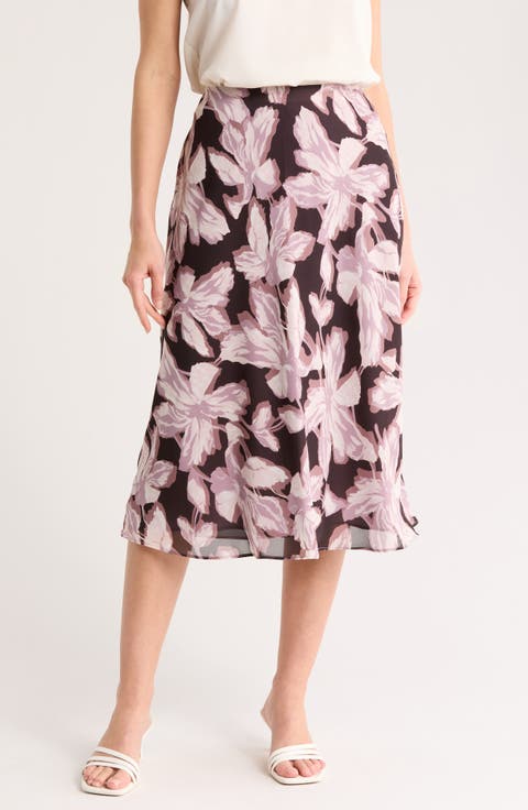 Bias Cut Chiffon Midi Skirt
