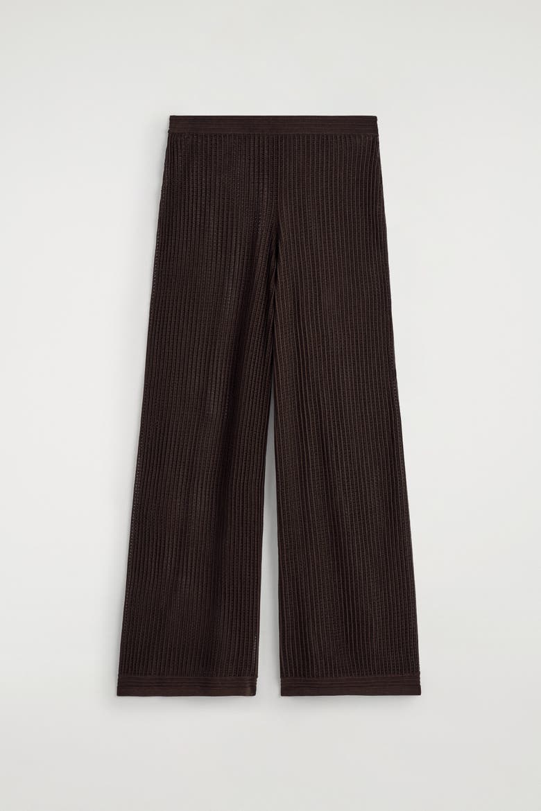 Ribbed Open-knit Pants, Alternate, color, BROWN