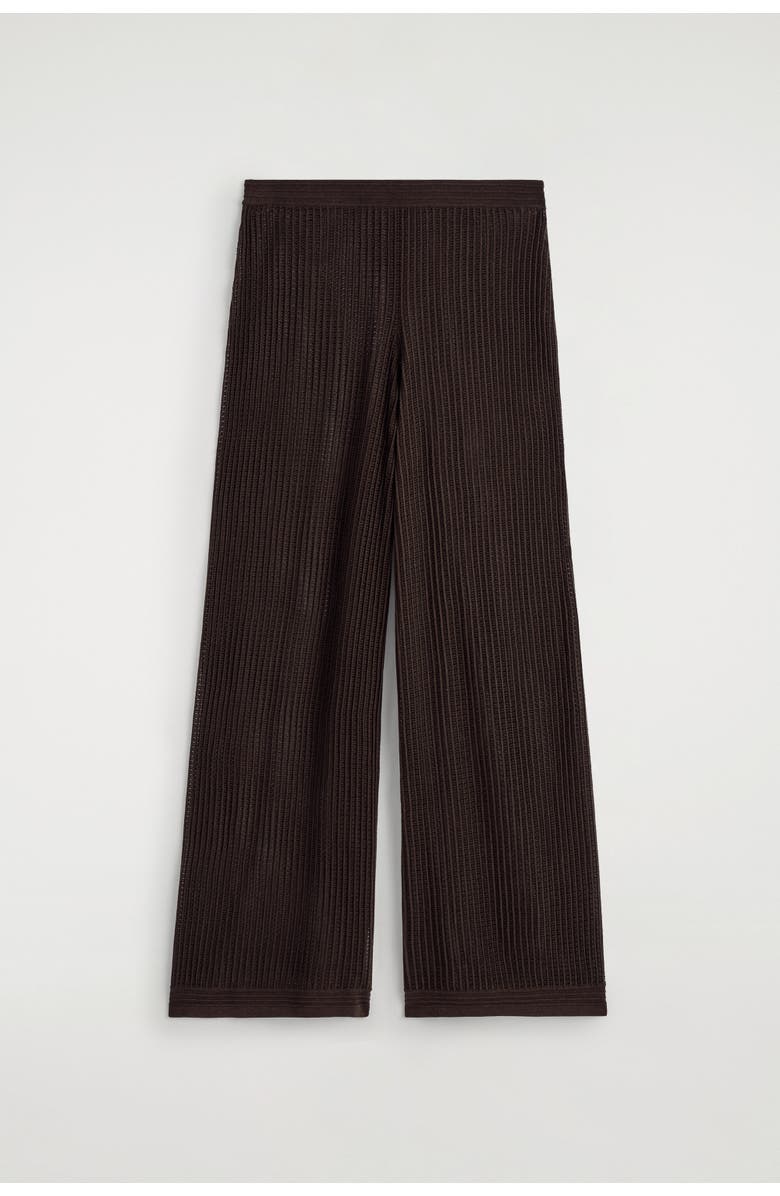 COS Ribbed Open-knit Trousers, Alternate, color, Brown
