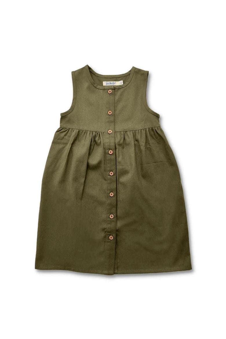 Kids' Organic Cotton Twill Sleeveless Jo Dress, Main, color, Dark Olive