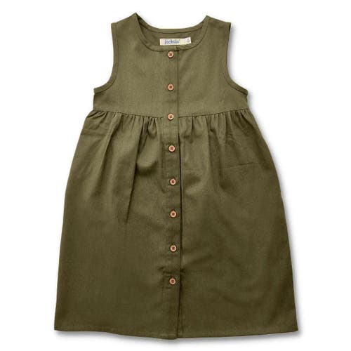 Jackalo Kids' Organic Cotton Twill Sleeveless Jo Dress in Dark Olive  product