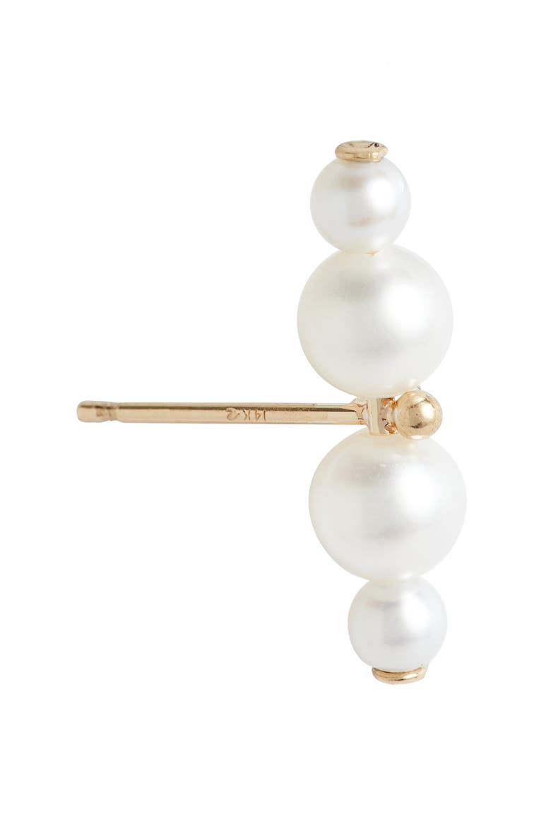 Duo Cultured Pearl Bar Stud Earrings, Alternate, color, GOLD