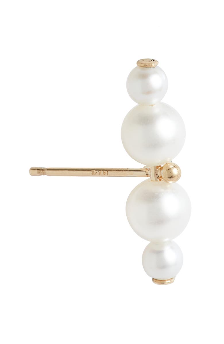 Poppy Finch Duo Cultured Pearl Bar Stud Earrings, Alternate, color, Gold