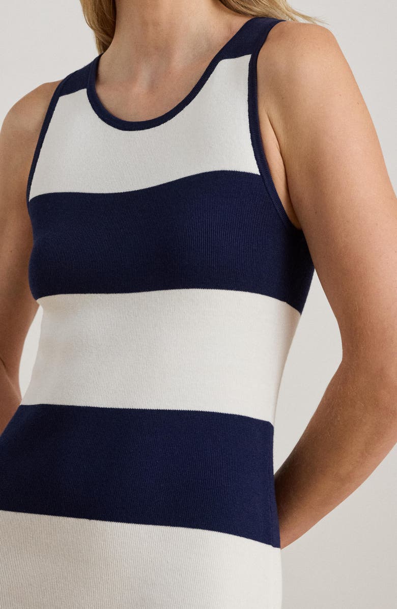 Lauren Ralph Lauren Stripe Midi Tank Dress, Alternate, color, Refined Navy Blue/ White