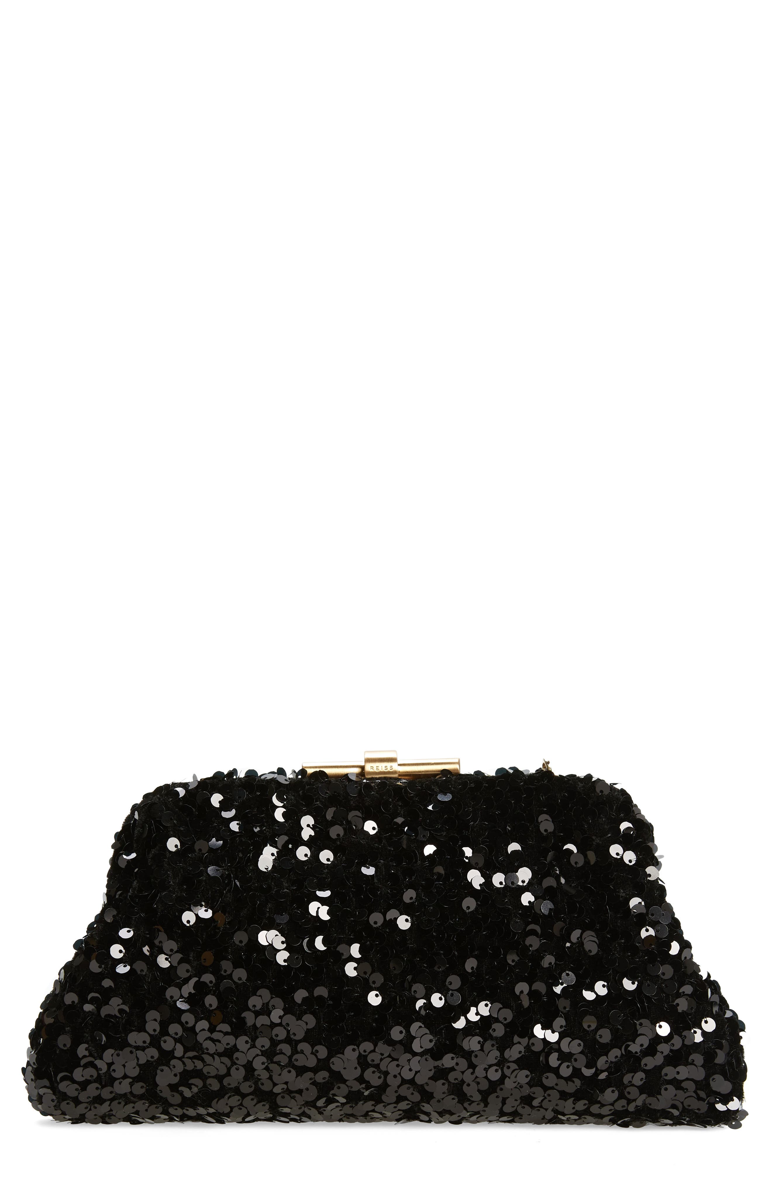 Reiss Adaline Sequin Clutch, Main, color, 