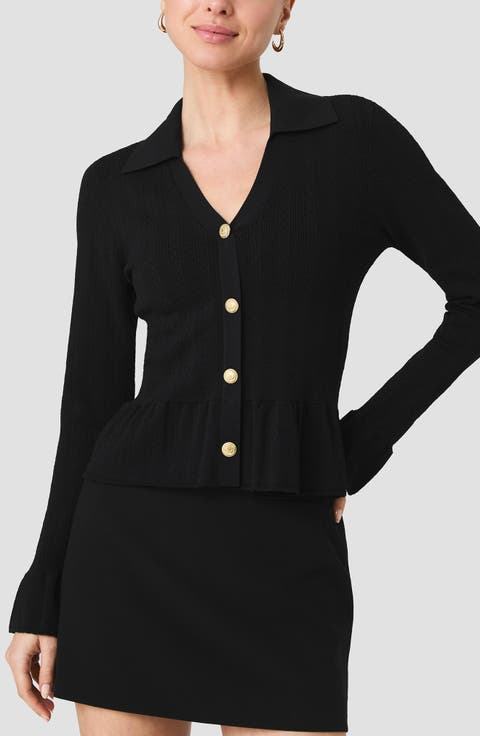 Crinkle Pointelle Peplum Top