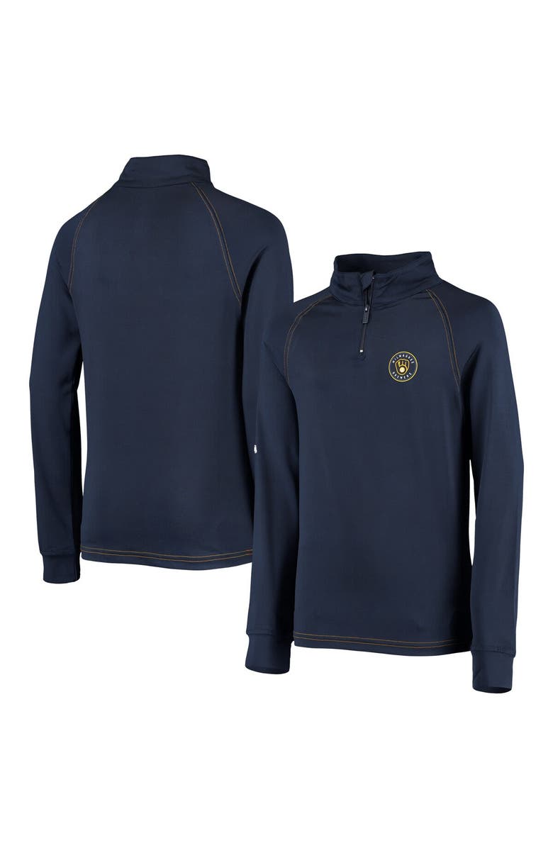 STITCHES Youth Stitches Navy Milwaukee Brewers Raglan Quarter-Zip Jacket, Main, color, Navy