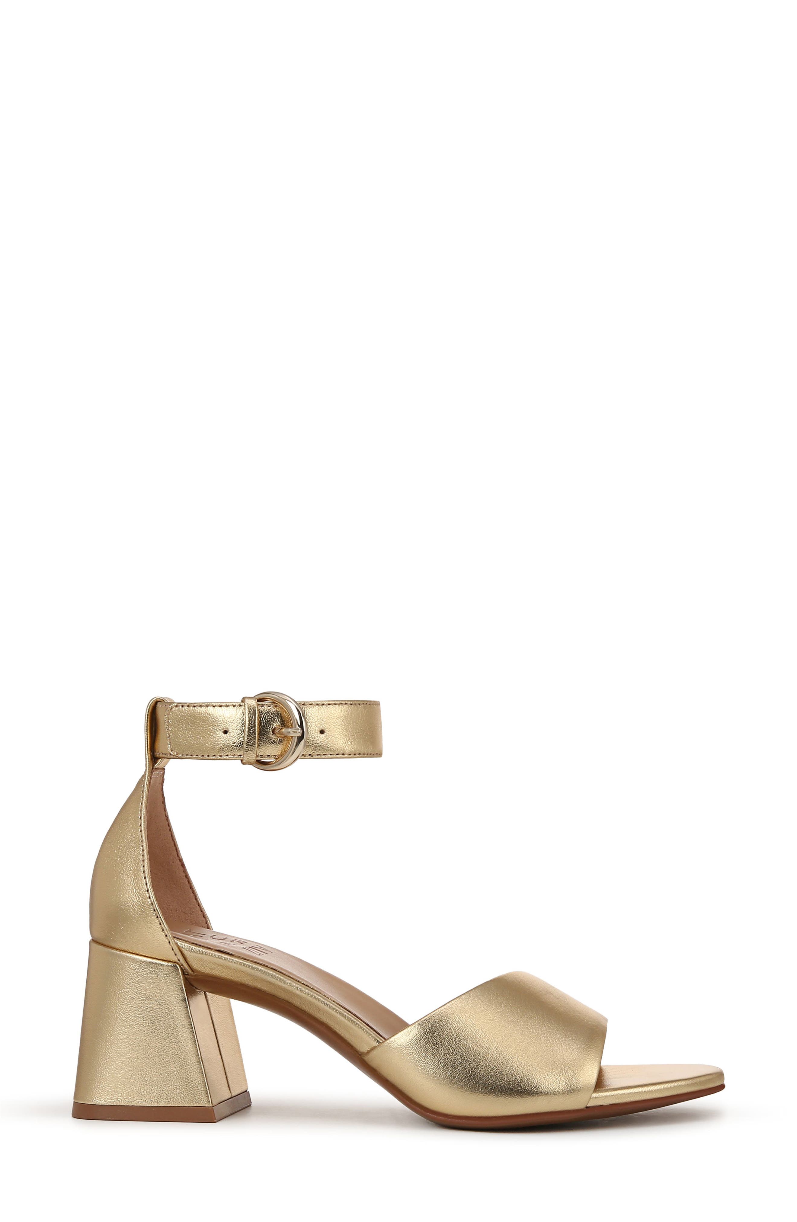 Naturalizer Verly Ankle Strap Flare Heel Sandal, Alternate, color, Dark Gold