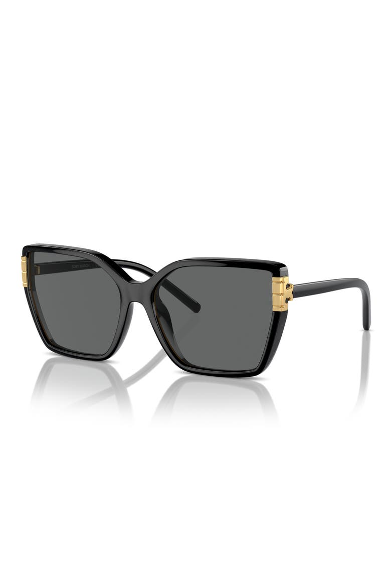 58mm Square Sunglasses, Alternate, color, BLACK
