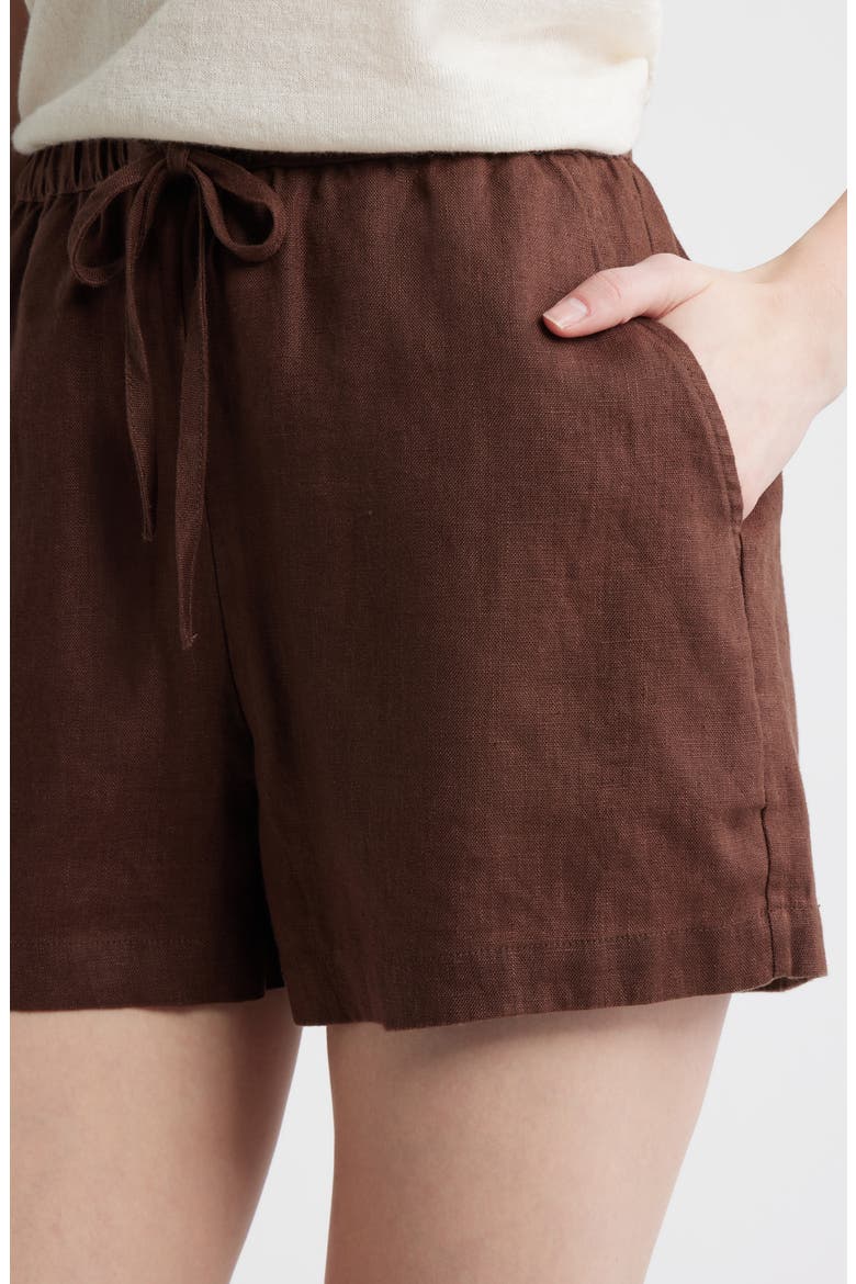 Jenner Linen Drawstring Shorts, Alternate, color, ESPRESSO