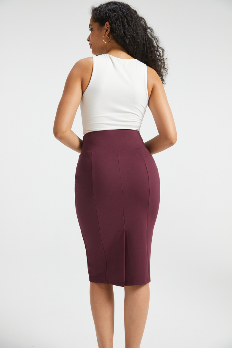 Power Down High Waist Pencil Skirt, Alternate, color, Burgundy