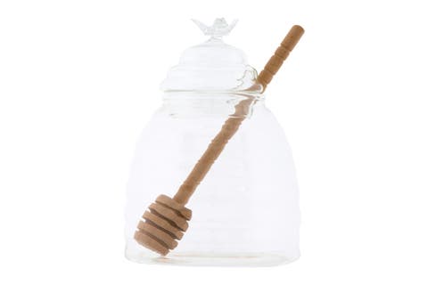 Honey Pot with Lid & Wood Dipper