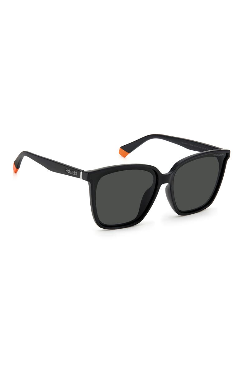 64mm Polarized Square Sunglasses, Alternate, color, MATTE BLACK / GRAY POLAR