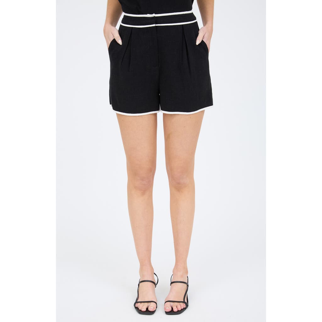 BLU PEPPER BLU PEPPER CONTRAST PIPING HIGH WAIST SHORTS
