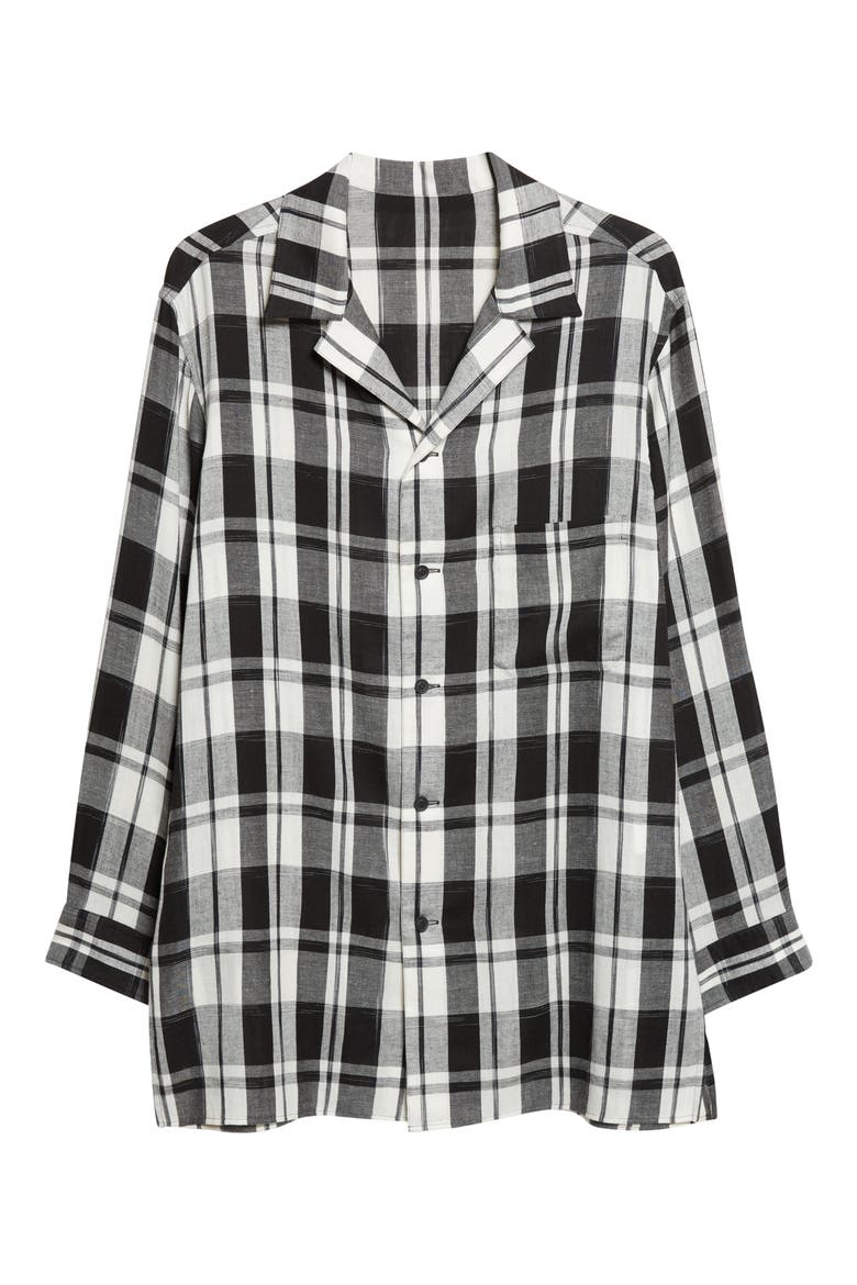 Khadi Plaid Button-Up Shirt, Alternate, color, BLACK