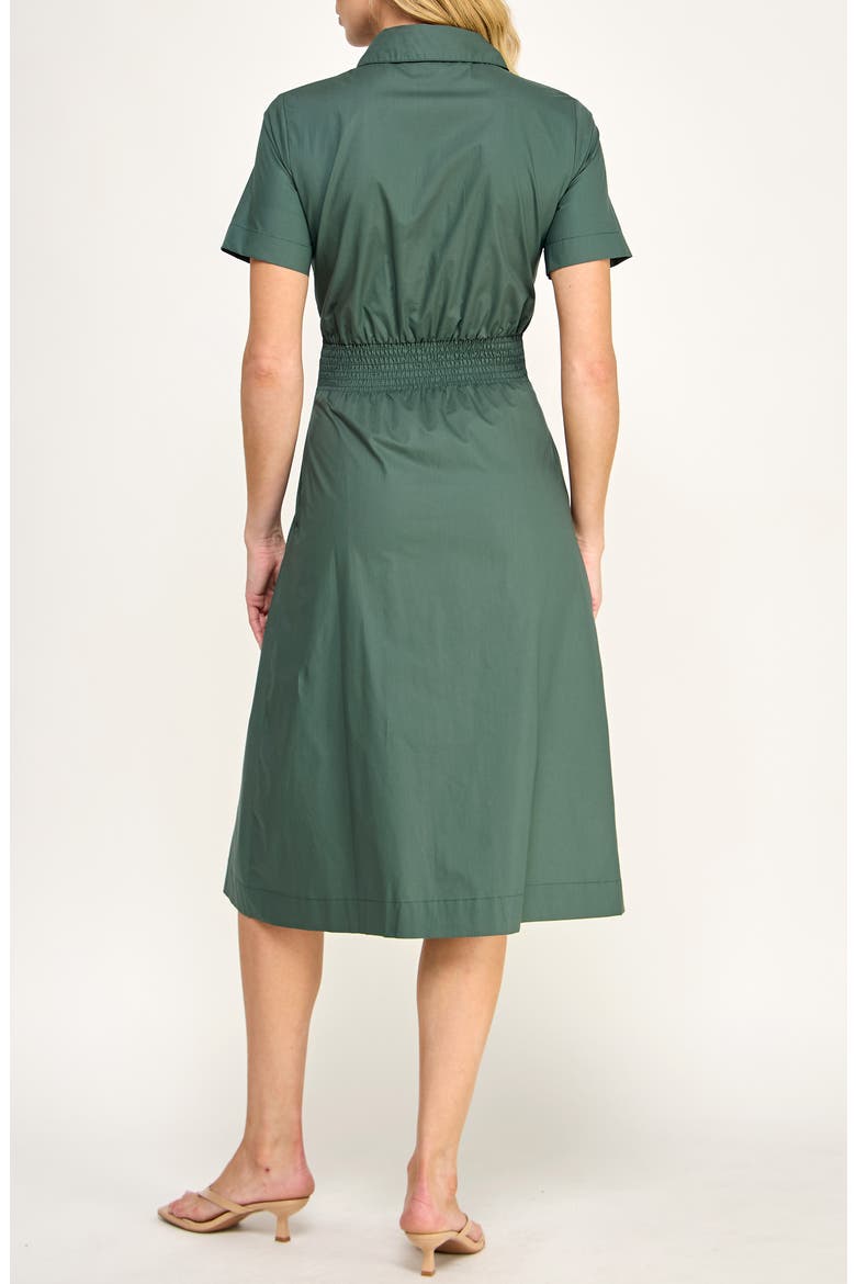 Seamed Cotton Shirtdress, Alternate, color, DARK FOREST