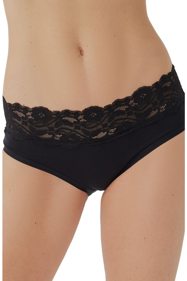 Organic Cotton Lace Waist Brief 3-Pack, Main, color, Black