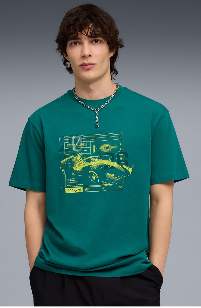 PUMA AMF1 Relaxed Fit Cotton Graphic T-Shirt, Alternate, color, Green Lux