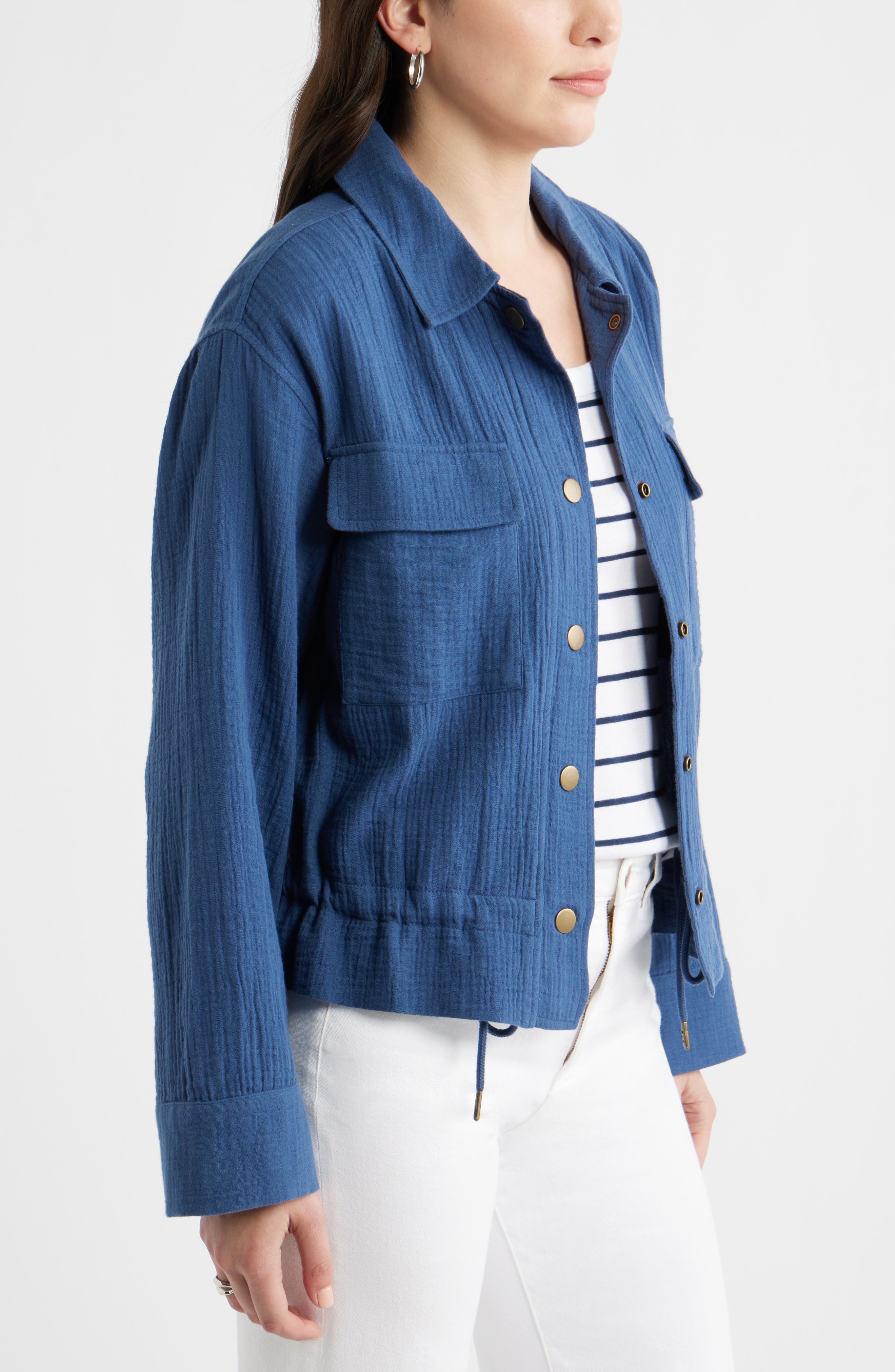 Женские Caslon® Cotton Gauze Utility Jacket — фото 4